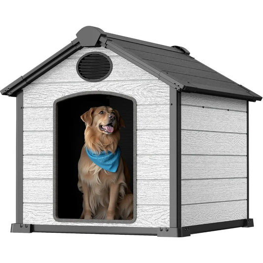 46" Large Outdoor Dog House – 3XL Insulated Igloo Kennel with Elevated Floor for 2 Big Dogs