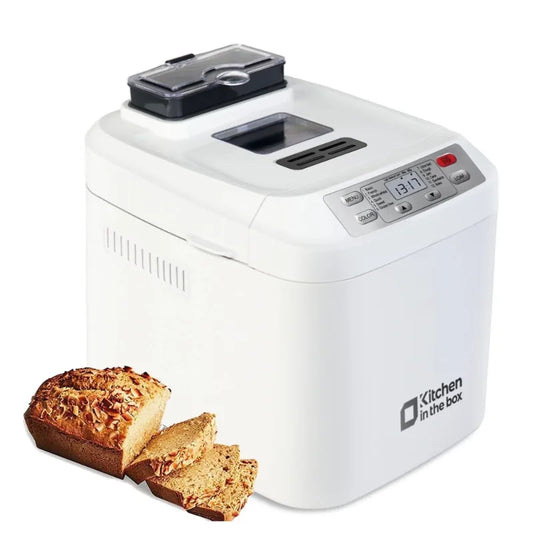 Kitchen in the Box 2LB Bread Machine – 12 Presets, Auto Fruit & Nut Dispenser, Gluten-Free Bread Maker