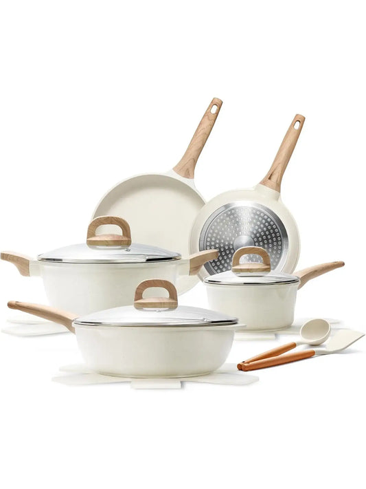 14-Piece Granite Nonstick Induction Cookware Set – Pots & Pans with Frying Pans & Saucepans