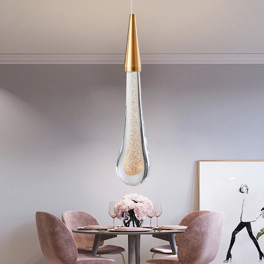 Modern Gold Pendant Light – Clear Glass Hanging Light Fixture for Kitchen Island & Farmhouse Décor