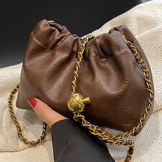 Women Chain-Strap “Cloud” Crossbody & Tote Bag – Versatile Pleated Hobo Shoulder Satchel