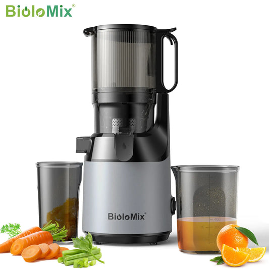 Biolomix Cold Press Juicer – 130mm Wide Feed Chute, Whole Fruit & Vegetable Slow Masticating Juicer, BPA-Free