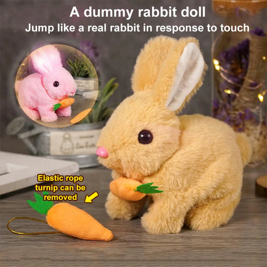 2Pcs Electric Bunny Toy Set – Cute Interactive Rabbit Plushies with Carrot, Walking Wiggle Ears Simulation Toys for Kids Gifts