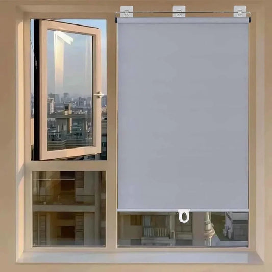 Portable Blackout Roller Blinds – Retractable Cordless Window Shades with Suction Cups & Sticky Hooks | Light-Blocking Curtains for Home & Travel