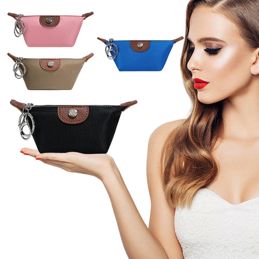 Mini Nylon Coin Purse – Portable Lipstick & Earphone Storage Bag with Keychain for Women
