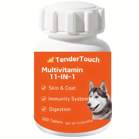 Dog & Cat Multivitamin – 200 Tablets for Puppies, Seniors & Adults, Complete Daily Pet Supplement