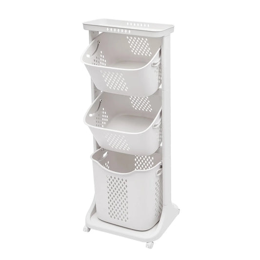 3-Layer Laundry Basket with Wheels – 20 kg Capacity Multi-Functional Storage for Home Organisation