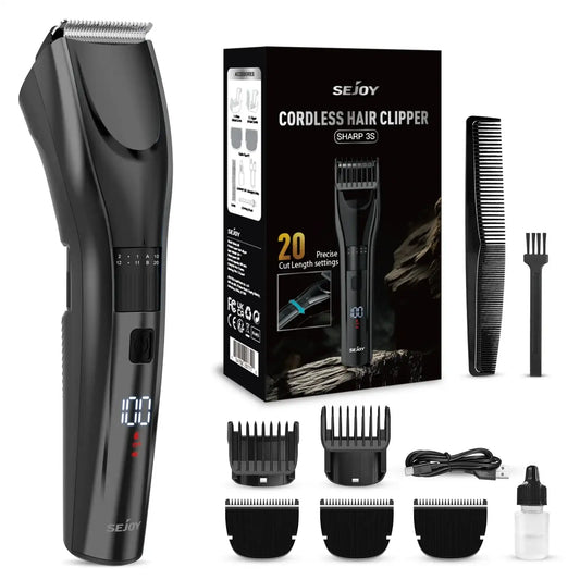 Sejoy Professional Electric Hair Clipper for Men – Adjustable 20-Gear Rechargeable Hair Trimmer