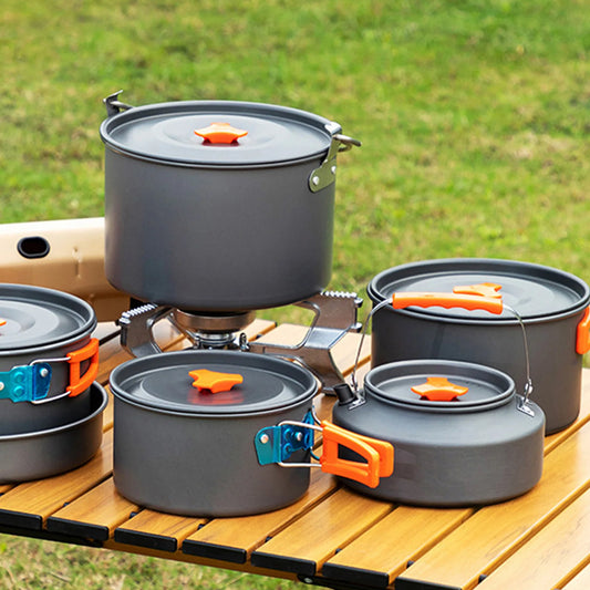 3-Piece Camping Cookware Set – Portable Non-Stick Pot, Pan & 1.1L Kettle Kit for Outdoor Cooking & Survival 🍳🔥