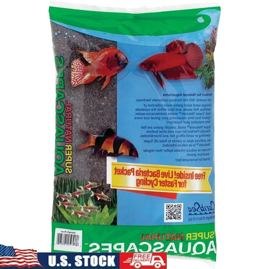 Super Natural Aquascapes Midnight River Sand – 10 lb Fish-Friendly Substrate with Live Bacteria Support