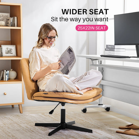 💺 Redlife Criss-Cross Office Chair – PU Leather Ergonomic Desk Chair with Adjustable Rotating Legs & Double Cushion