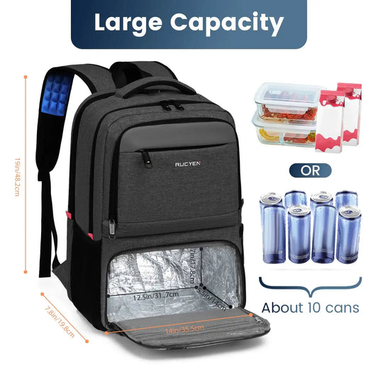 “Insulated Backpack Lunch Bag with USB Port – Waterproof Leak-Proof Cooler Case”