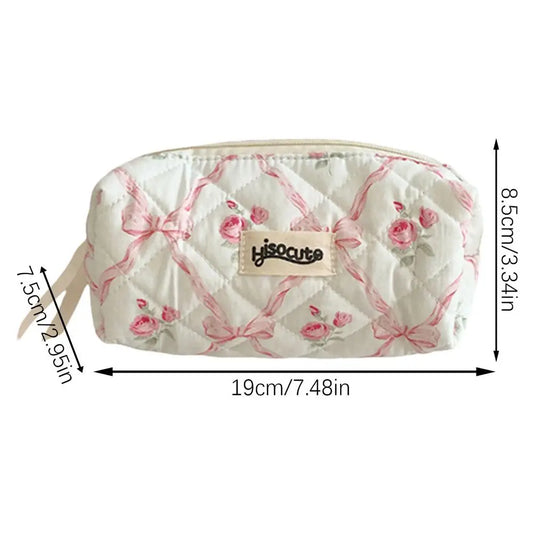 Portable Floral Pen Bag – Large Capacity Pencil Case, Multifunctional Stationery Organizer for Students & School Supplies