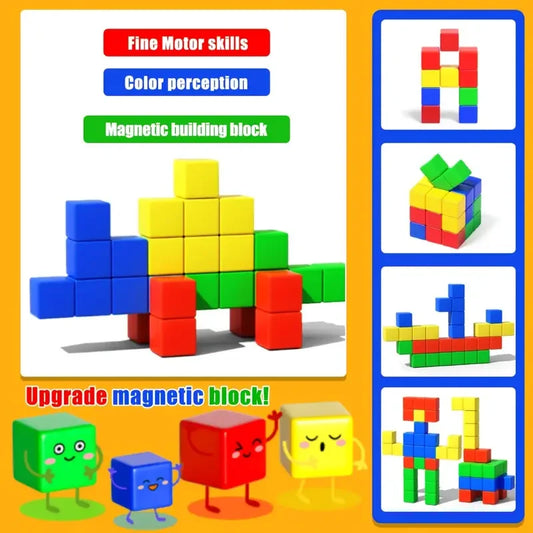 Colorful 3D Magnetic Learning Cubes – DIY Structural Cognitive Toys for Kids, Educational STEM Building Blocks for Boys & Girls