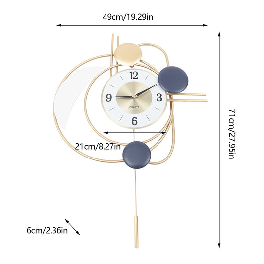21cm Modern Golden Wall Clock – Silent Quartz Iron Clock with Large Dial | Fashionable Wall Decoration for Home & Office