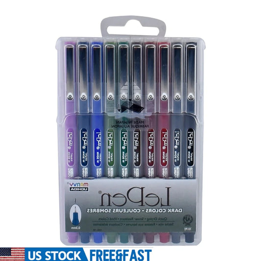 Le Pen Felt Tip Pens Set – 10 Count Medium Point, Water-Based Quick-Dry Ink, Smudge-Resistant for Journals, Notes & Art