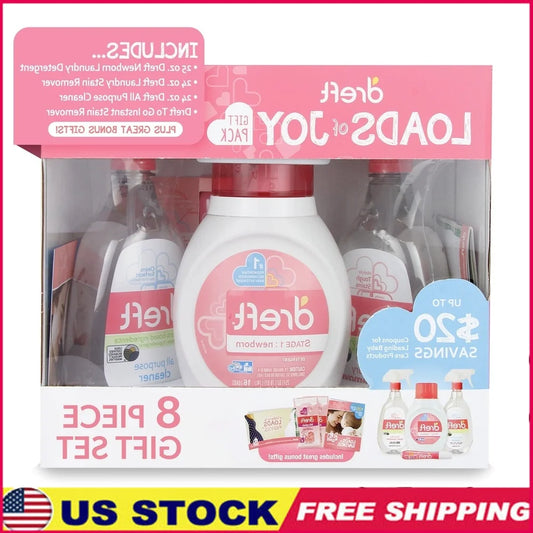 Gentle Baby Gift Set – Hypoallergenic Laundry Detergent, Stain Remover & In-Wash Scent Booster (8-Piece Plant-Based Essentials)