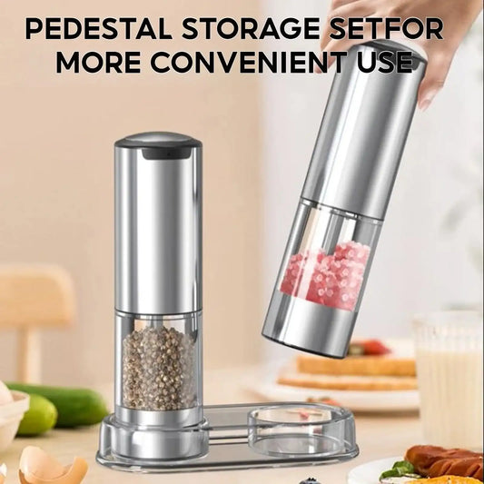 Rechargeable Electric Salt & Pepper Grinder Set – 2 Pack with Base - PulinGO