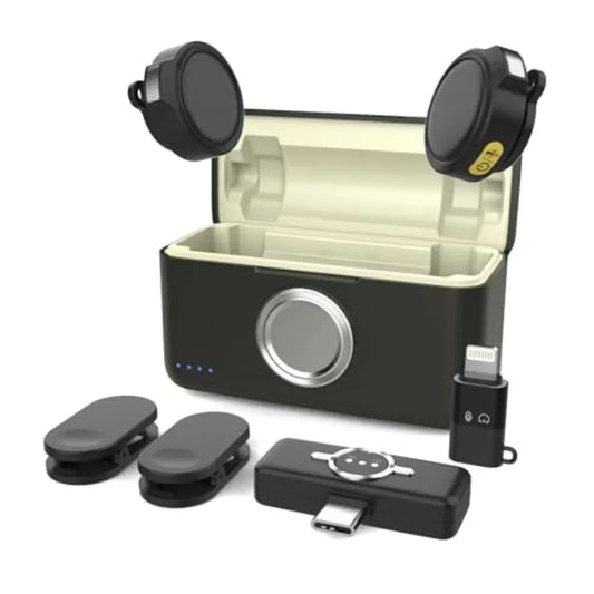 Quad-Mode Mini Wireless Lavalier Microphone – 4 Audio Modes, 48 kHz/24-bit, 330 ft Range, Lightweight