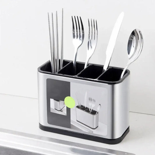 Premium Stainless Steel Utensil & Cutlery Holder – Large Capacity Countertop Organizer for Knives, Spoons & Forks 🥄🍴