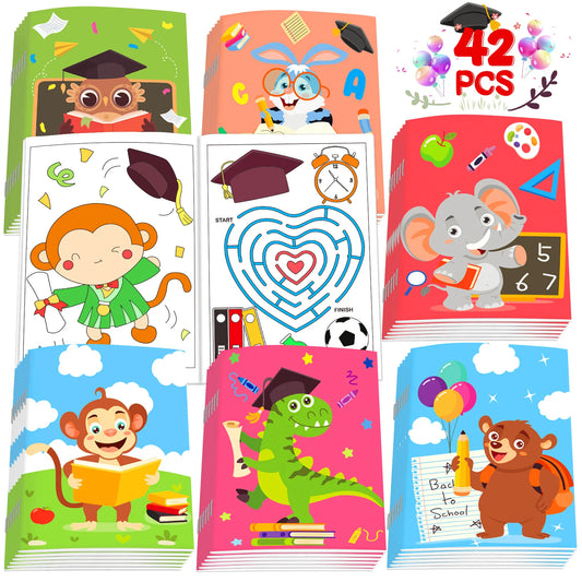 42-Pack Mini Graduation Coloring Books – Classroom Party Favors for Kindergarten & Preschool Kids 🎉