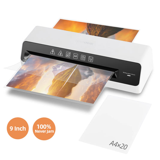 📄 Deli 9" Thermal Laminator – Quick Warm-Up Desktop Laminator with 20 A4 Pouches & Anti-Jam Design