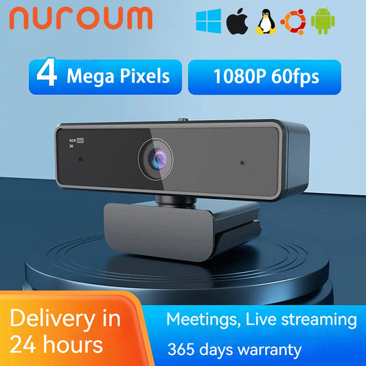 V11 2K Webcam – 1080p/60FPS Full HD USB Camera with Microphone, 90° Wide-Angle, Privacy Cover & Plug-and-Play
