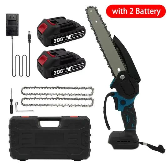 6″ Cordless Mini Chainsaw — USB/Battery Powered Woodcutting Handheld Garden Logging Saw (2 Batteries + 1 Box)