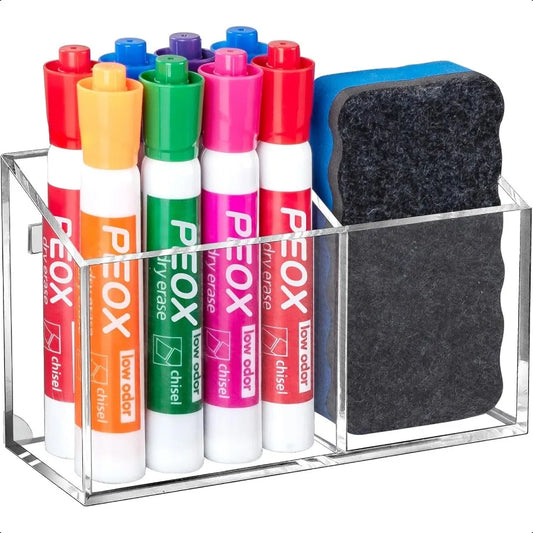 Magnetic Dry Erase Marker Holder – Non-Slip Acrylic Pen Organizer for Whiteboards, Fridge & Locker
