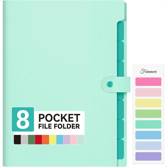 Expanding File Folder with 8 Pockets – Letter Size Accordion Document Organizer, Portable Paper Folder