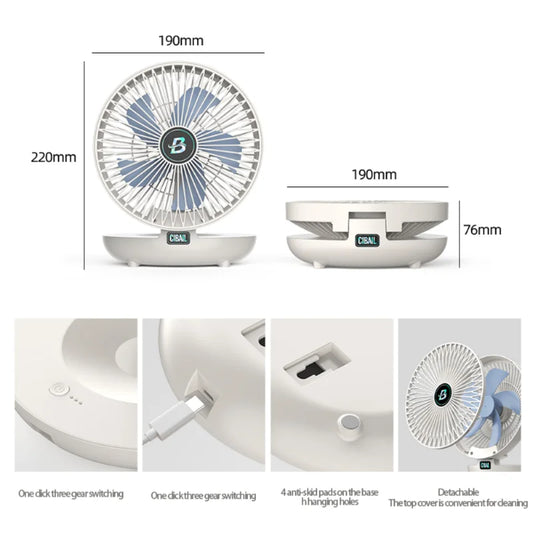 Compact USB Desk & Wall Fan – 3-Speed Silent Cooling with Foldable Space-Saving Design for Home & Office 🌬️✨