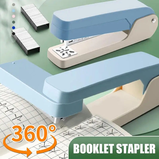 📎 360° Rotatable Heavy-Duty Metal Stapler – Long Manual Binding Stapler for Office, Books & Documents