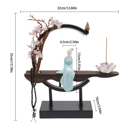 Modern Chinese Backflow Incense Burner – Elegant Ceramic Decor for Relaxation & Stress Relief 🌿🕯️