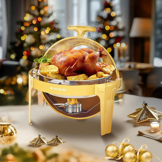 Roomark 9QT Chafing Dish Buffet Set – High-Grade Stainless Steel Catering Warmer with Thick Frame, Complete Set for Parties, Weddings & Events