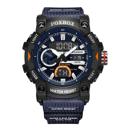 FOXBOX Men’s Sport Watch ⌚ – Shock Resistant, 50M Waterproof, LED Display, Alarm & Stopwatch
