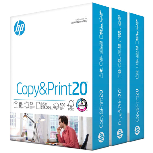📄 Printer Copy Paper – 20 lb White Paper, 8.5" x 11", 92 Brightness, 3 Reams (1500 Sheets)