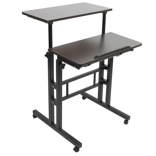 60 cm Adjustable Computer Standing Desk with Casters – Portable Sit-Stand Laptop Workstation