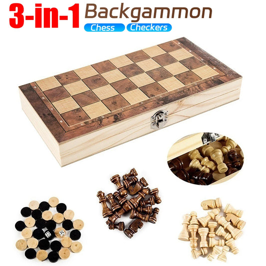 “Magnetic Wooden Folding Chess Set – Portable Felted Board with Interior Storage, Classic Game for Kids & Adults”