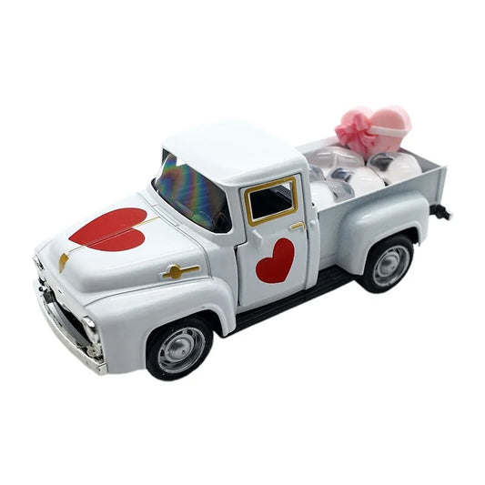 Vintage Pickup Truck Model with Heart-Shaped Doors – Romantic Decorative Gift for Mother’s Day, Valentine’s Day & Home Décor