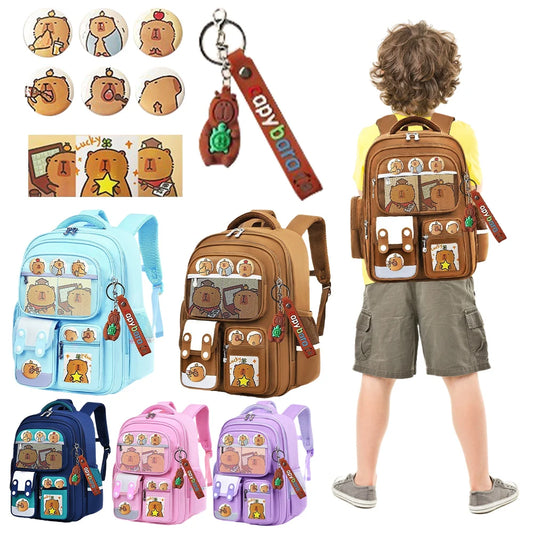 Capybara Kawaii Backpack – Adjustable Strap Multi-Pocket Oxford Cloth Rucksack