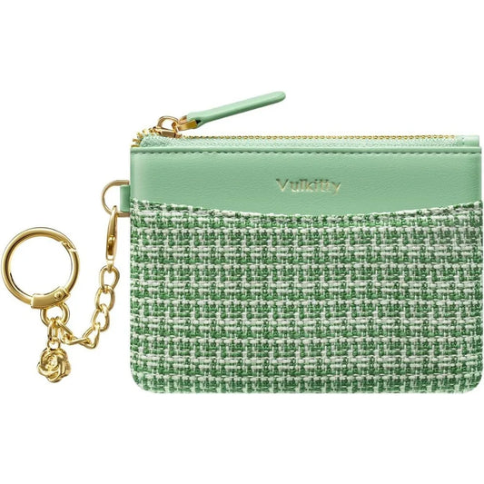 Slim Coin Purse with Keychain – Minimalist RFID Blocking Zipper Pouch & Card Wallet for Women