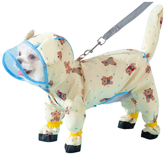 Small Dog Waterproof Raincoat with Tail & Feet Cover – Perfect Portable Jacket for Puppies