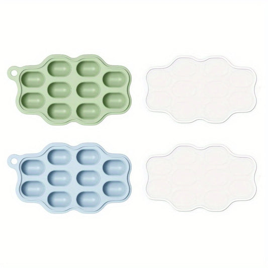 Baby Food Freezer Tray with Lid – 2 Pack Silicone Fruit & Breastmilk Storage Trays, Teether Popsicle Molds for Infants