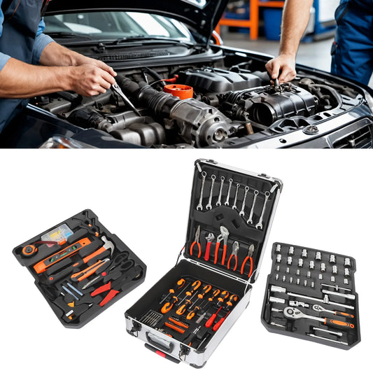 187-Piece Trolley Case Tool Box Set – Rust-Resistant Household Hand Tool Kit for Home Maintenance & Garden Care