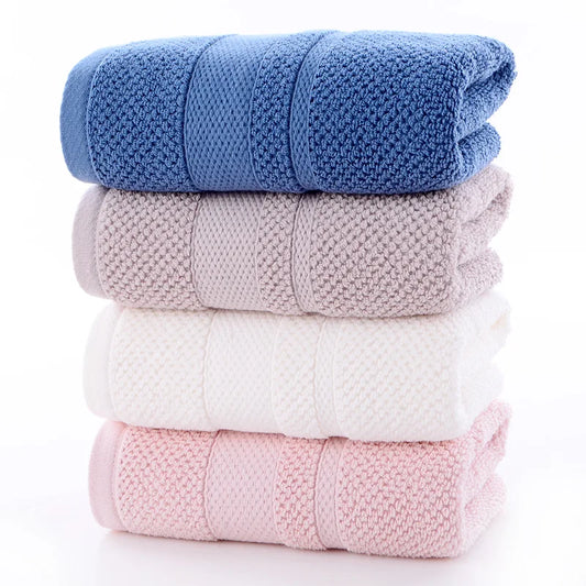 Adult Cotton Face Towel Set – 4-Color Mix (Blue/Pink/White/Gray) 34×74 cm