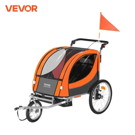 VEVOR Dual-Seat Bike Trailer & Stroller for Kids – Up to 100 lbs Load