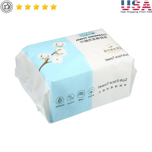 60 Pcs Disposable Cotton Face Towels – Soft Wet & Dry Facial Wipes for Makeup Removal and Daily Cleansing