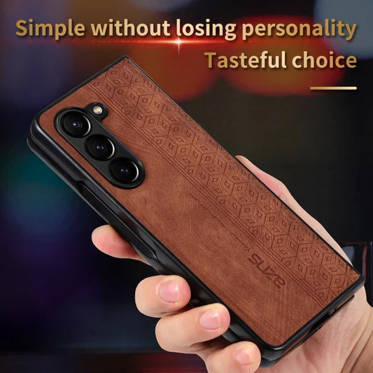 Luxury PU Leather Case for Samsung Galaxy Z Fold 3/4/5/6 – Shockproof Slim Bumper Back Cover with Premium Finish