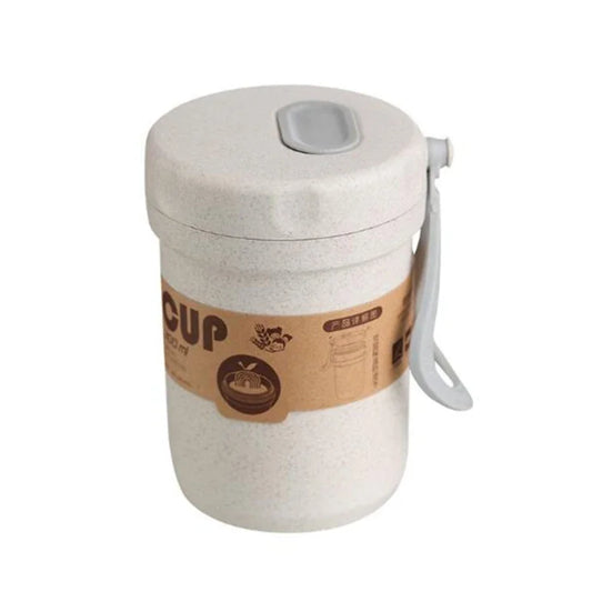 300 ml Wheat-Straw Sealed Soup Cup with Lid – Healthy Material Lunch Box & Portable Food Container