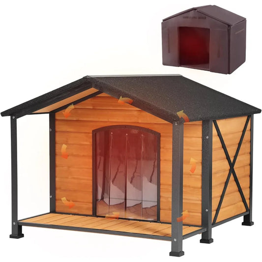 Outdoor Large Insulated Dog House – Waterproof Winter Kennel with Liner for Small, Medium & Large Dogs